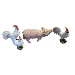 Schleich and Blip Toys Rooster Hen Pig Sow Bundle